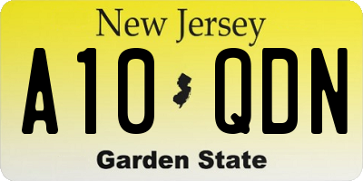 NJ license plate A10QDN