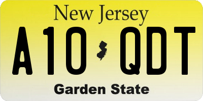 NJ license plate A10QDT