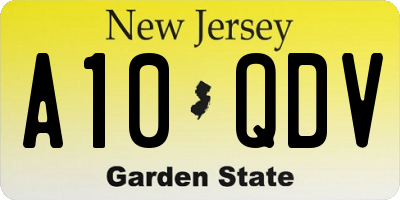 NJ license plate A10QDV