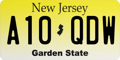 NJ license plate A10QDW