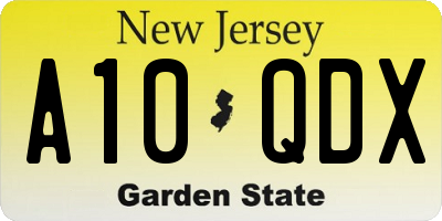 NJ license plate A10QDX
