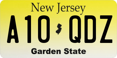 NJ license plate A10QDZ