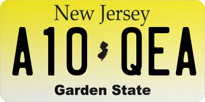NJ license plate A10QEA