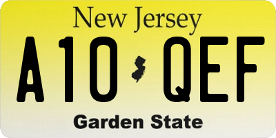 NJ license plate A10QEF