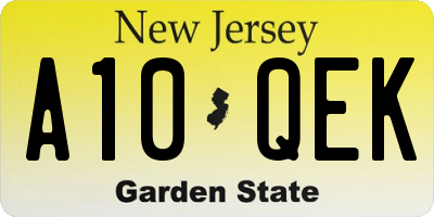 NJ license plate A10QEK