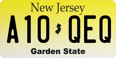 NJ license plate A10QEQ