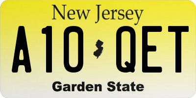 NJ license plate A10QET