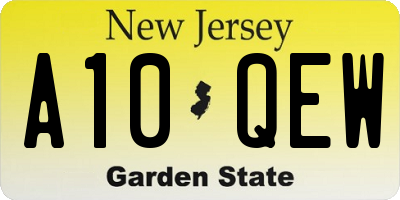 NJ license plate A10QEW