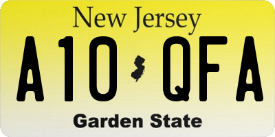 NJ license plate A10QFA