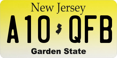 NJ license plate A10QFB