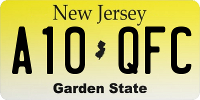 NJ license plate A10QFC