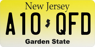 NJ license plate A10QFD