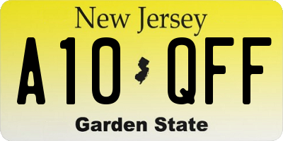 NJ license plate A10QFF