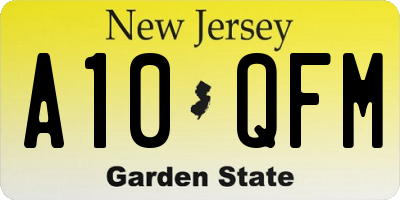 NJ license plate A10QFM