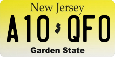 NJ license plate A10QFO