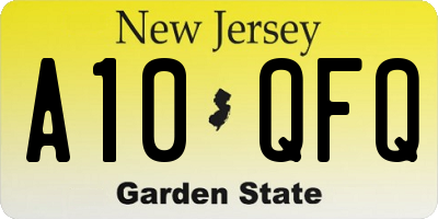 NJ license plate A10QFQ