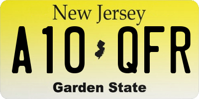 NJ license plate A10QFR