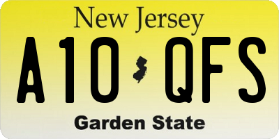 NJ license plate A10QFS
