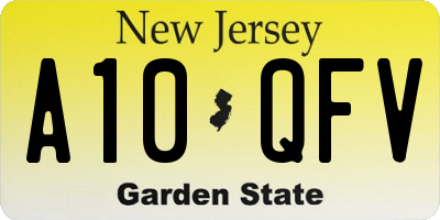 NJ license plate A10QFV