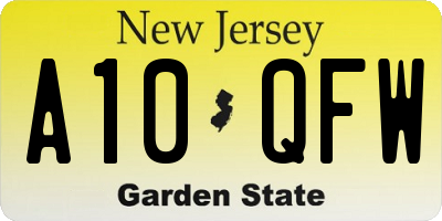 NJ license plate A10QFW