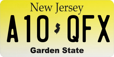 NJ license plate A10QFX