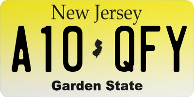 NJ license plate A10QFY