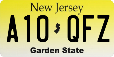 NJ license plate A10QFZ