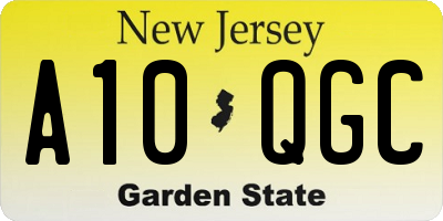 NJ license plate A10QGC