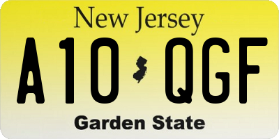 NJ license plate A10QGF