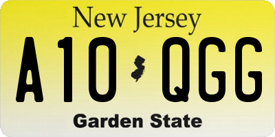 NJ license plate A10QGG