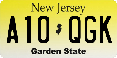 NJ license plate A10QGK