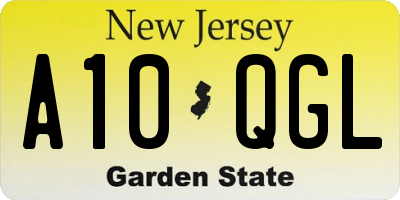 NJ license plate A10QGL