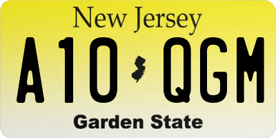 NJ license plate A10QGM