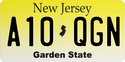 NJ license plate A10QGN