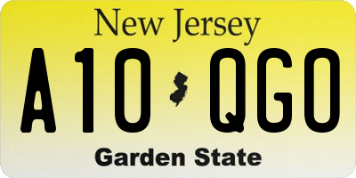 NJ license plate A10QGO
