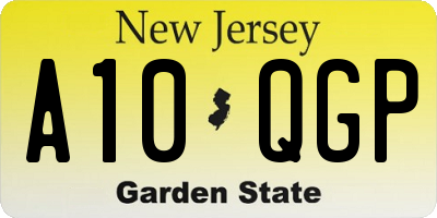 NJ license plate A10QGP