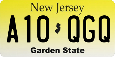 NJ license plate A10QGQ
