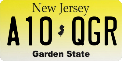 NJ license plate A10QGR