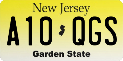 NJ license plate A10QGS