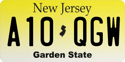 NJ license plate A10QGW