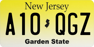 NJ license plate A10QGZ
