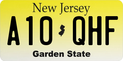 NJ license plate A10QHF
