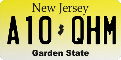 NJ license plate A10QHM