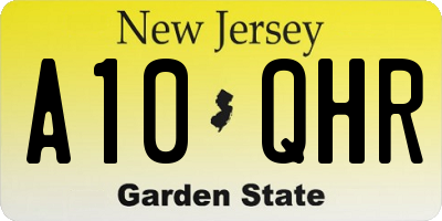 NJ license plate A10QHR
