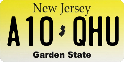 NJ license plate A10QHU