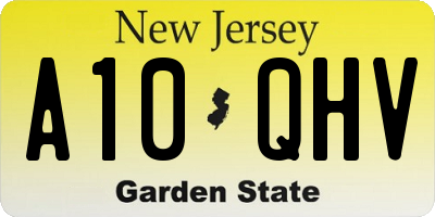 NJ license plate A10QHV