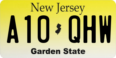 NJ license plate A10QHW