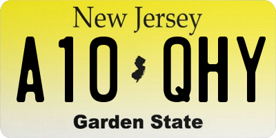 NJ license plate A10QHY
