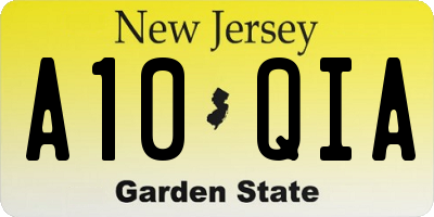 NJ license plate A10QIA