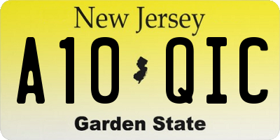 NJ license plate A10QIC